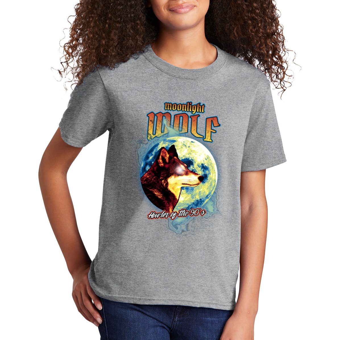 Moonlight Wolf Howler Of The 90s Kids T-Shirt