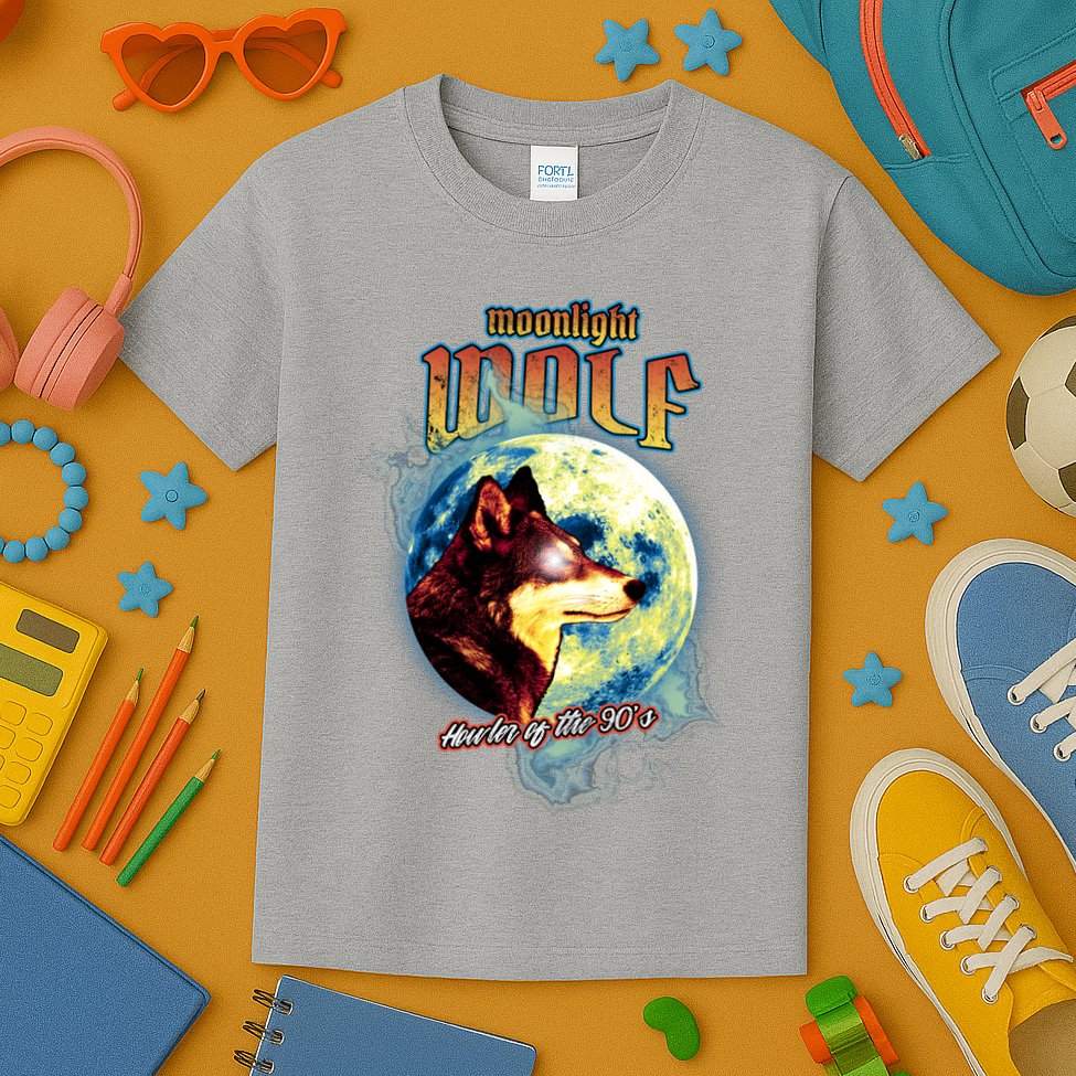Moonlight Wolf Howler Of The 90s Kids T-Shirt
