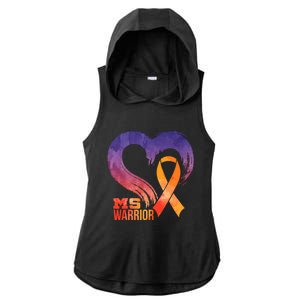 Ms Warrior Heart Multiple Sclerosis Awareness Month Gift Ladies PosiCharge Tri-Blend Wicking Draft Hoodie Tank