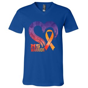 Ms Warrior Heart Multiple Sclerosis Awareness Month Gift V-Neck T-Shirt