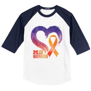 Ms Warrior Heart Multiple Sclerosis Awareness Month Gift Baseball Sleeve Shirt