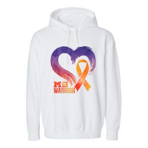 Ms Warrior Heart Multiple Sclerosis Awareness Month Gift Garment-Dyed Fleece Hoodie