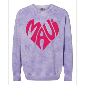 Maui Word Heart Shape Maui Hawaii Strong Maui Wildfire Lahaina Survivor Colorblast Crewneck Sweatshirt