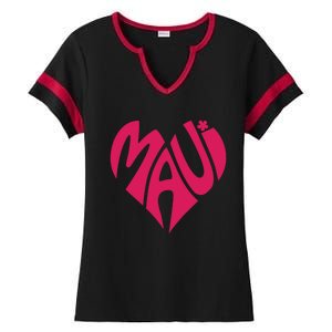 Maui Word Heart Shape Maui Hawaii Strong Maui Wildfire Lahaina Survivor Ladies Halftime Notch Neck Tee