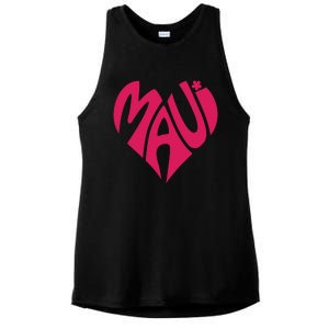 Maui Word Heart Shape Maui Hawaii Strong Maui Wildfire Lahaina Survivor Ladies PosiCharge Tri-Blend Wicking Tank