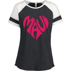 Maui Word Heart Shape Maui Hawaii Strong Maui Wildfire Lahaina Survivor Enza Ladies Jersey Colorblock Tee