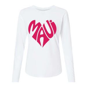 Maui Word Heart Shape Maui Hawaii Strong Maui Wildfire Lahaina Survivor Womens Cotton Relaxed Long Sleeve T-Shirt