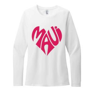 Maui Word Heart Shape Maui Hawaii Strong Maui Wildfire Lahaina Survivor Womens CVC Long Sleeve Shirt