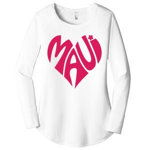 Maui Word Heart Shape Maui Hawaii Strong Maui Wildfire Lahaina Survivor Women's Perfect Tri Tunic Long Sleeve Shirt