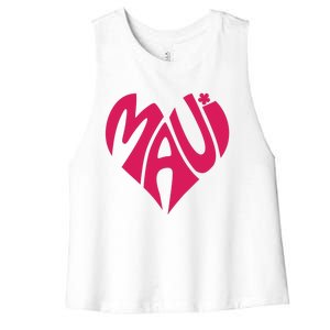 Maui Word Heart Shape Maui Hawaii Strong Maui Wildfire Lahaina Survivor Women's Racerback Cropped Tank