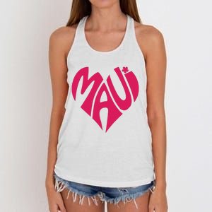 Maui Word Heart Shape Maui Hawaii Strong Maui Wildfire Lahaina Survivor Women's Knotted Racerback Tank