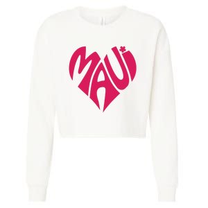 Maui Word Heart Shape Maui Hawaii Strong Maui Wildfire Lahaina Survivor Cropped Pullover Crew