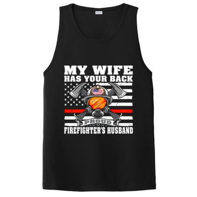 My Wife Has Your Back Proud Firefighter Husband Spouse Gift Cute Gift PosiCharge Competitor Tank