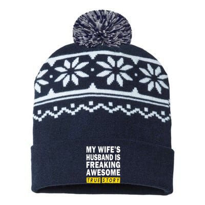 My Wife's Husband Is Freaking Awesome True Story Funny USA-Made Snowflake Beanie