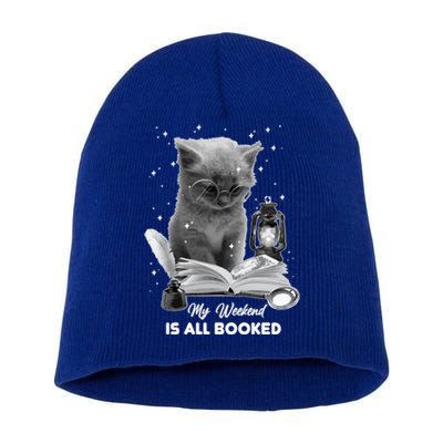 My Weekend Is All Booked Summer Reading Bookaholic Bookish Funny Gift Short Acrylic Beanie