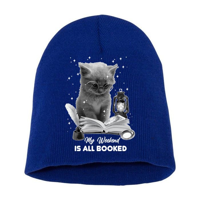 My Weekend Is All Booked Summer Reading Bookaholic Bookish Funny Gift Short Acrylic Beanie