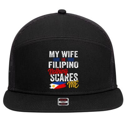 My Wife Is Filipino Philippines Heritage Roots Flag Souvenir 7 Panel Mesh Trucker Snapback Hat