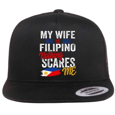 My Wife Is Filipino Philippines Heritage Roots Flag Souvenir Flat Bill Trucker Hat