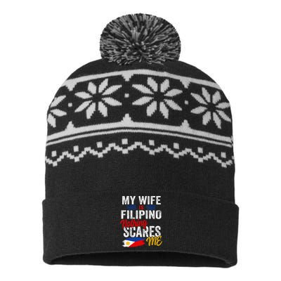 My Wife Is Filipino Philippines Heritage Roots Flag Souvenir USA-Made Snowflake Beanie