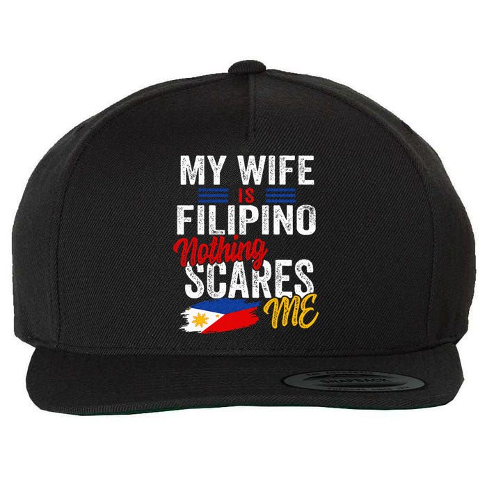 My Wife Is Filipino Philippines Heritage Roots Flag Souvenir Wool Snapback Cap