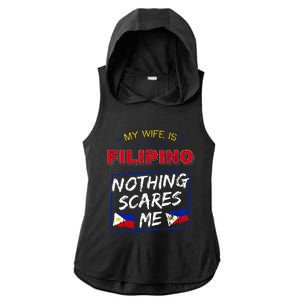 My Wife Is Filipino Republic Of The Philippines Roots Flag Ladies PosiCharge Tri-Blend Wicking Draft Hoodie Tank