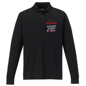 My Wife Is Filipino Republic Of The Philippines Roots Flag Performance Long Sleeve Polo