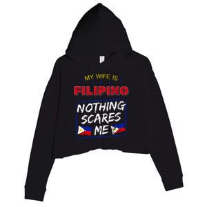 My Wife Is Filipino Republic Of The Philippines Roots Flag Crop Fleece Hoodie