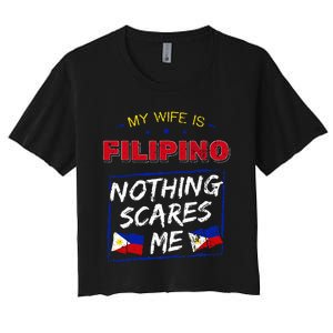 My Wife Is Filipino Republic Of The Philippines Roots Flag Women's Crop Top Tee