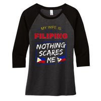 My Wife Is Filipino Republic Of The Philippines Roots Flag Women's Tri-Blend 3/4-Sleeve Raglan Shirt