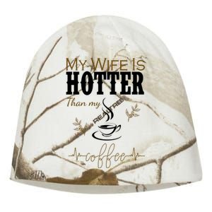 My Wife Is Hotter Than My Coffee Funny Gift Kati - Camo Knit Beanie