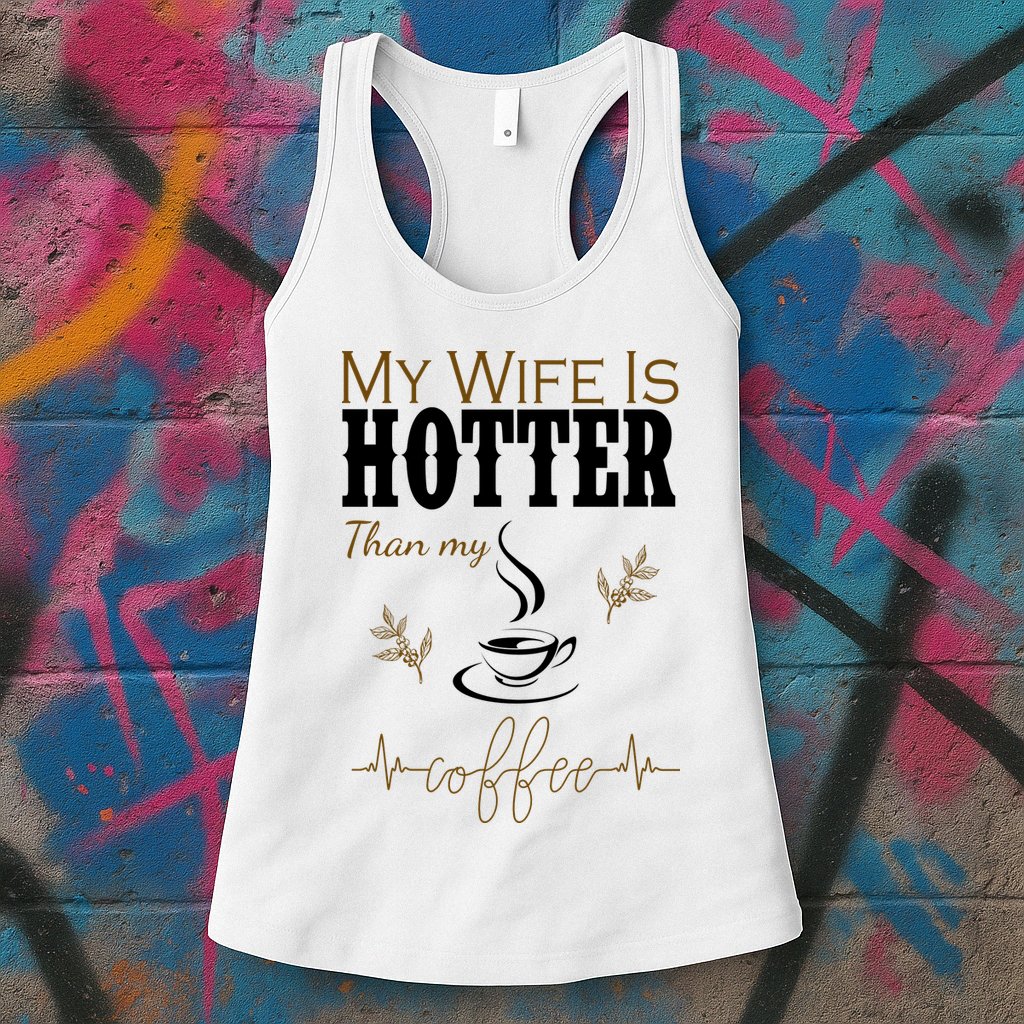 My Wife Is Hotter Than My Coffee Funny Gift Womens Tank Top