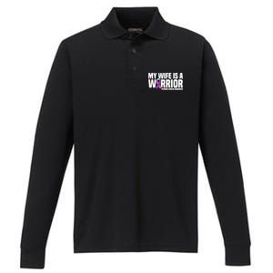 My Wife Is A Warrior Thyroid Cancer Awareness Funny Gift Performance Long Sleeve Polo