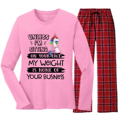 My Weight Is None Of Your Business Unless I Sit On Your Face Women's Long Sleeve Flannel Pajama Set 