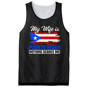 My Wife Is Puerto Rican Nothing Scares Me Mesh Reversible Basketball Jersey Tank