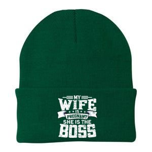 My Wife Is Pregnant She Is The Boss Meaningful Gift Funny Dad To Be Gift Knit Cap Winter Beanie