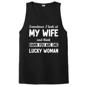 My Wife Is One Lucky Woman Funny PosiCharge Competitor Tank