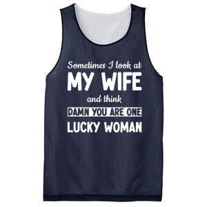 My Wife Is One Lucky Woman Funny Mesh Reversible Basketball Jersey Tank