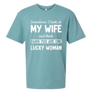 My Wife Is One Lucky Woman Funny Sueded Cloud Jersey T-Shirt