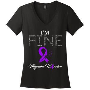 Migraine Warrior Im Fine Women's V-Neck T-Shirt