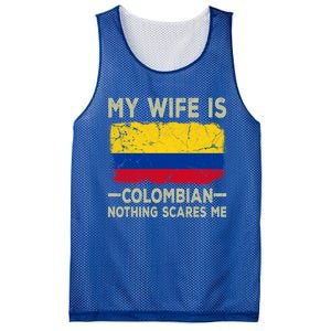 My Wife Is Colombian Nothing Scares Me Funny Husband Gift Mesh Reversible Basketball Jersey Tank