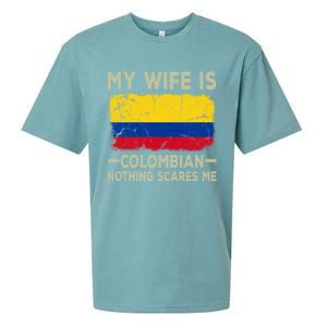 My Wife Is Colombian Nothing Scares Me Funny Husband Gift Sueded Cloud Jersey T-Shirt