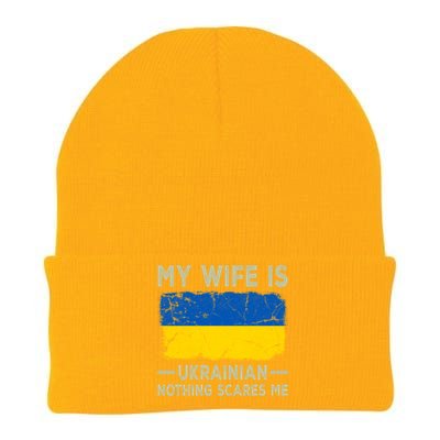 My Wife Is Ukrainian Nothing Scares Me Funny Husband Gift Knit Cap Winter Beanie