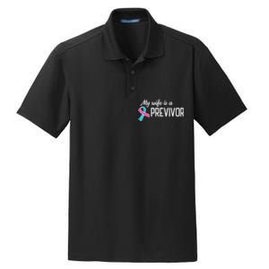 My Wife Is A Previvor Pink &Teal Ribbon Cancer Dry Zone Grid Polo