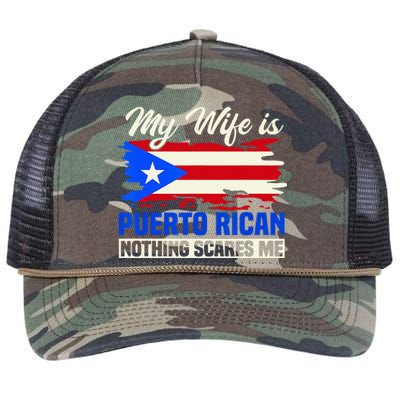 My Wife Is Puerto Rican Nothing Scares Me Retro Rope Trucker Hat Cap