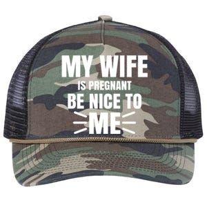 My Wife Is Pregnant Be Nice To Me Father To Be Gift Retro Rope Trucker Hat Cap