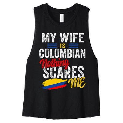 My Wife Is Colombian Colombia Heritage Roots Flag Souvenir Women's Racerback Cropped Tank