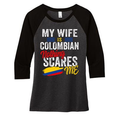 My Wife Is Colombian Colombia Heritage Roots Flag Souvenir Women's Tri-Blend 3/4-Sleeve Raglan Shirt