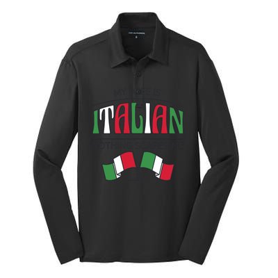 My Wife Is Italian Nothing Scares Me Silk Touch Performance Long Sleeve Polo