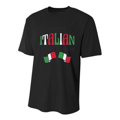 My Wife Is Italian Nothing Scares Me Youth Performance Sprint T-Shirt