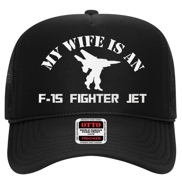 My Wife Is A Fighter Jet Premium High Crown Mesh Back Trucker Hat